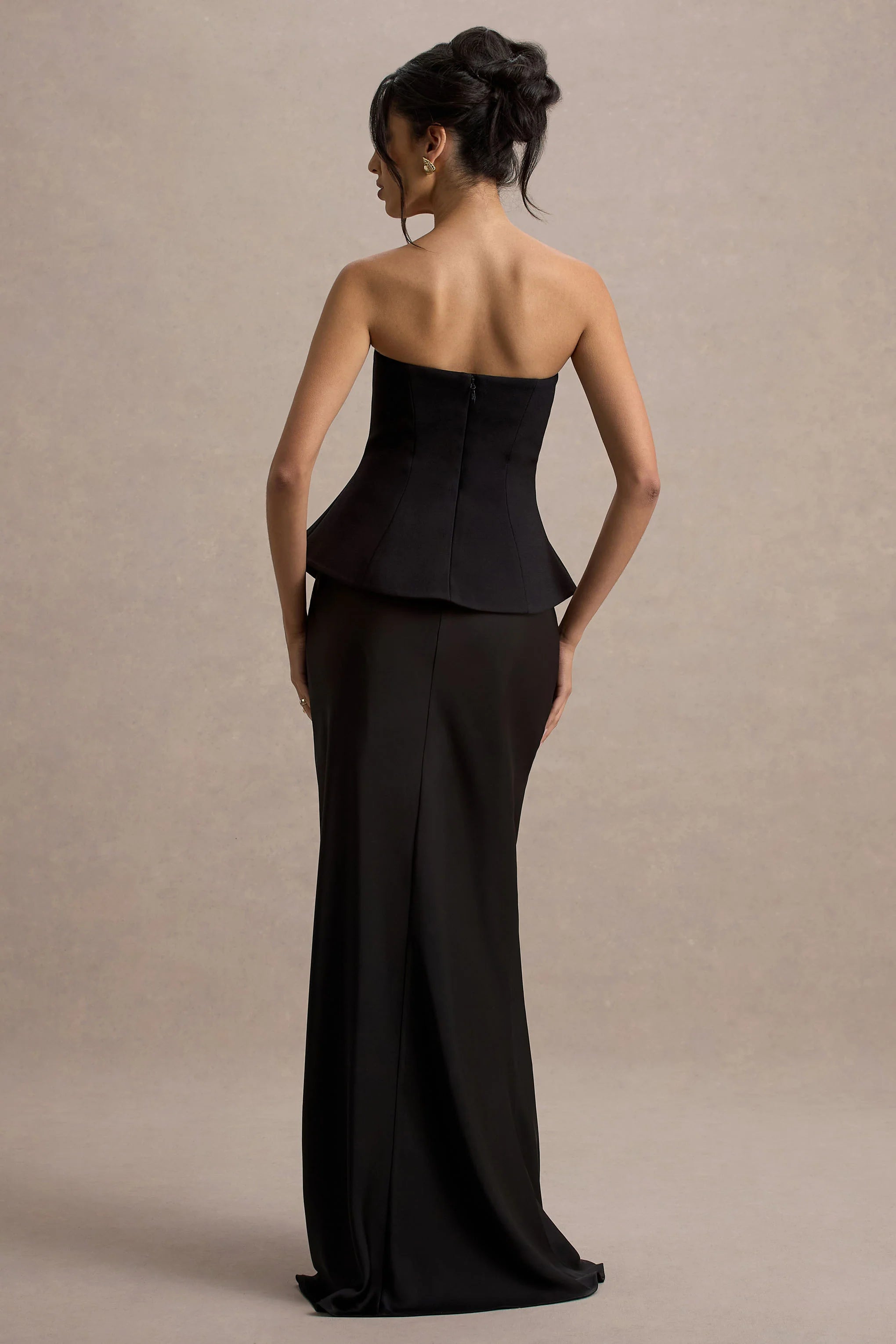 Ohio | Black Strapless Corset Maxi Dress